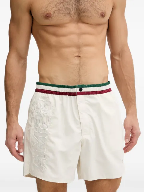 Aeronautica Militare logo-embroidered striped-waistband swim shorts White BW0233UCT02967