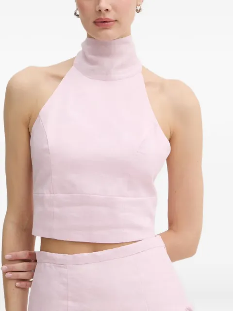 Bardot halterneck tie-fastening top Pink 60369TB1