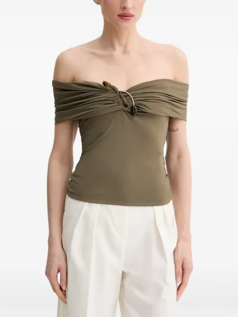 Bardot Martina off-shoulder ruched top Green 60320TB
