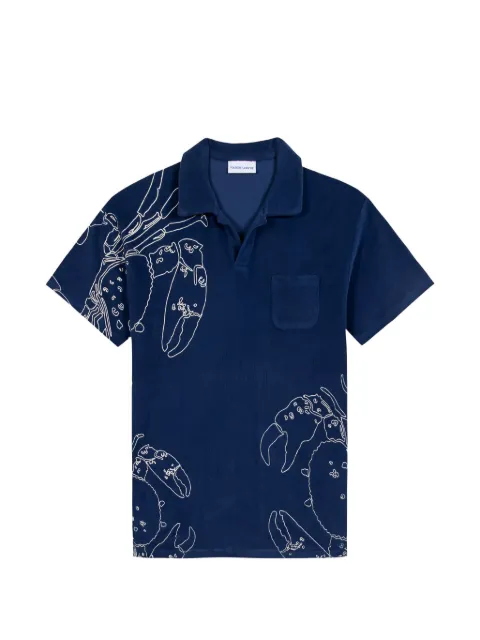 Maison Labiche lobster-print cotton polo shirt Blue ZMMONCLARLOBST