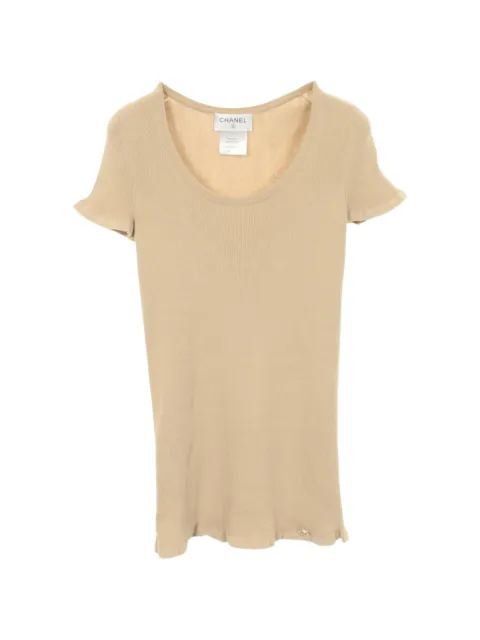 CHANEL Pre-Owned 1986-1988 ribbed T-shirt Neutrals 1071313
