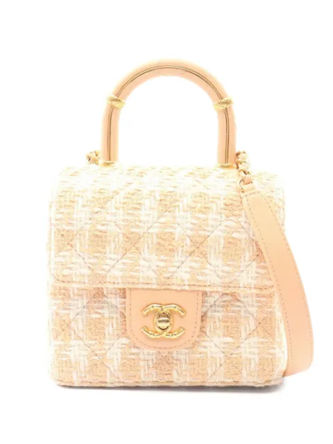 CHANEL Pre-Owned 2021s mini Flap tweed-design shoulder bag Neutrals 1070909HJ1L1159