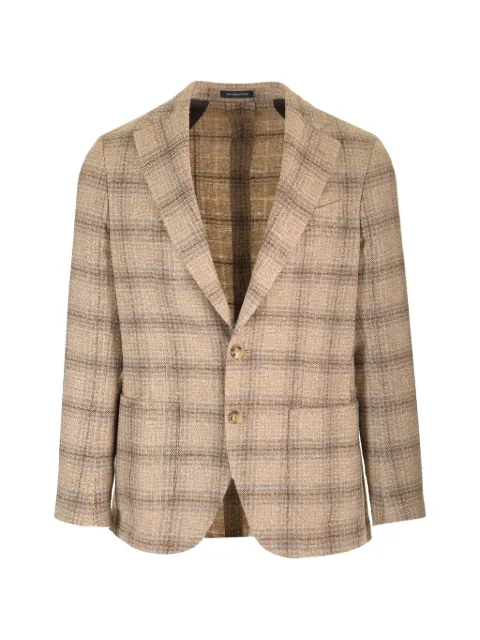 Al Duca D’Aosta 1902 tartan-check notched-lapel blazer Brown EF84