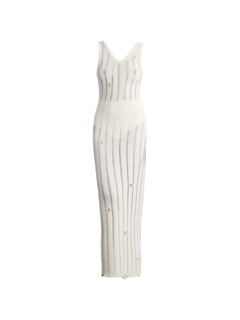 Laneus distressed ribbed-knit dress White S6LAWOKD203