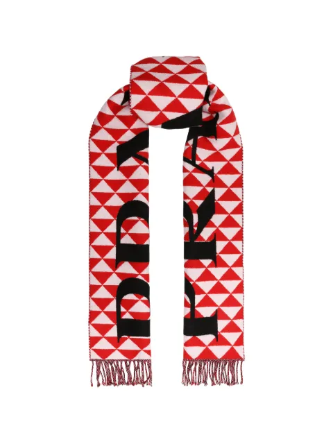 Prada geometric-pattern fringed scarf Red 2FS0372FK0F0X5N