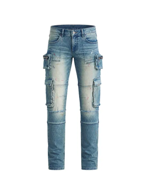 RTA distressed-finish cargo jeans Blue MLFQD1070B1839MDSKY