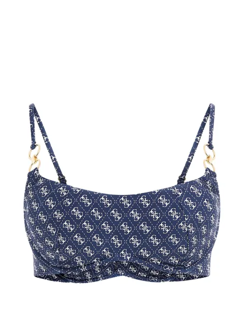 GUESS USA monogram-print ring-detail bikini Blue E5GJ37KCRL2