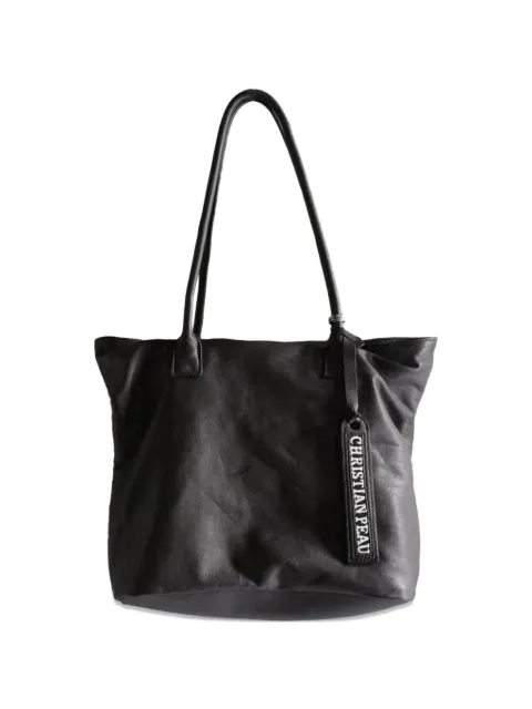 Christian Peau logo-tag leather tote bag Black 06471