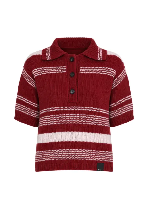 Nº21 striped short-sleeve sweater Red 25IN2M0A01070814601