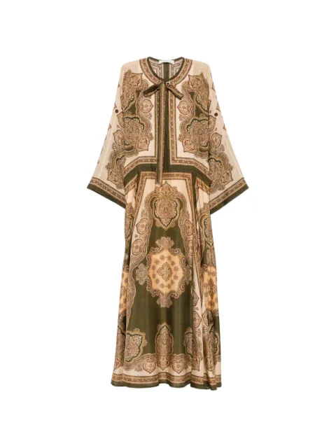 ZIMMERMANN paisley-print pussy-bow midi dress Green 8270DSS263