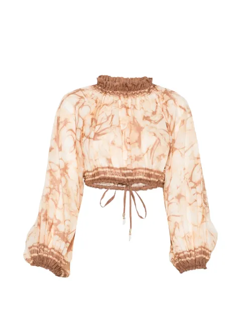 ZIMMERMANN tie-dye cropped blouse Neutrals 8280TSS262