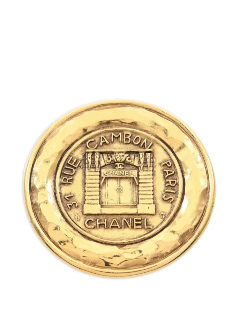CHANEL Pre-Owned Cambon circle brooch Gold 1070692