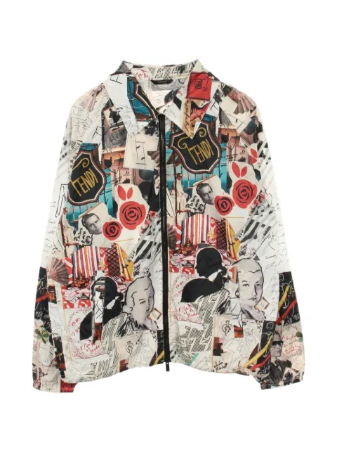 Fendi Pre-Owned 2010s all-over pattern bomber jacket White 1069691