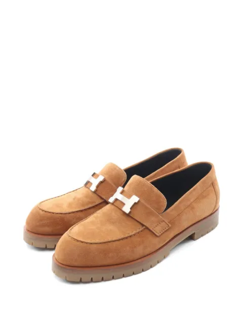 Hermès Pre-Owned 2010s Faubourg suede loafers Brown 1067411