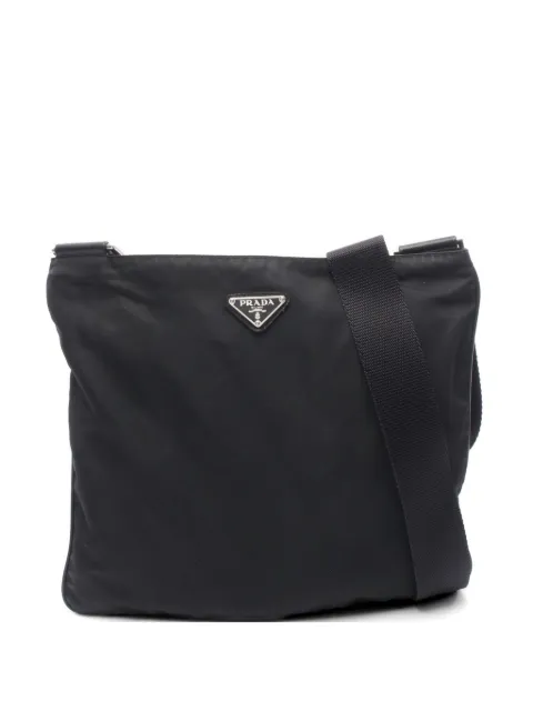 Prada Pre-Owned 2000s leather-trim shoulder bag Black 1072042