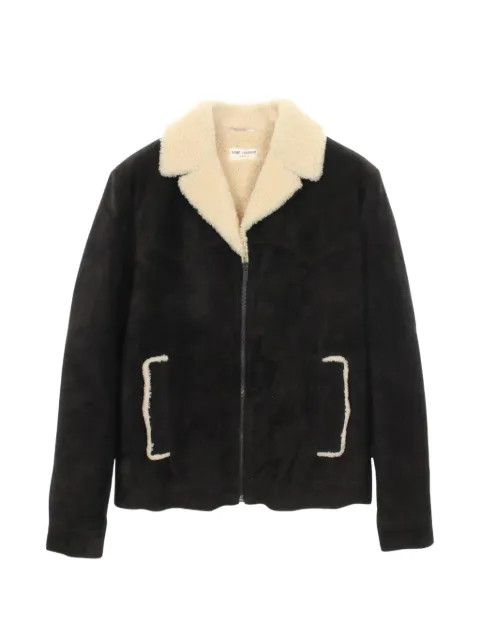Saint Laurent Pre-Owned 2010s shearling-collar leather jacket Black 1064962
