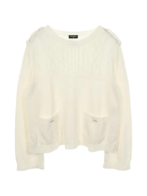 CHANEL Pre-Owned 1986-1988 Cocomark-button sweater White 1069701