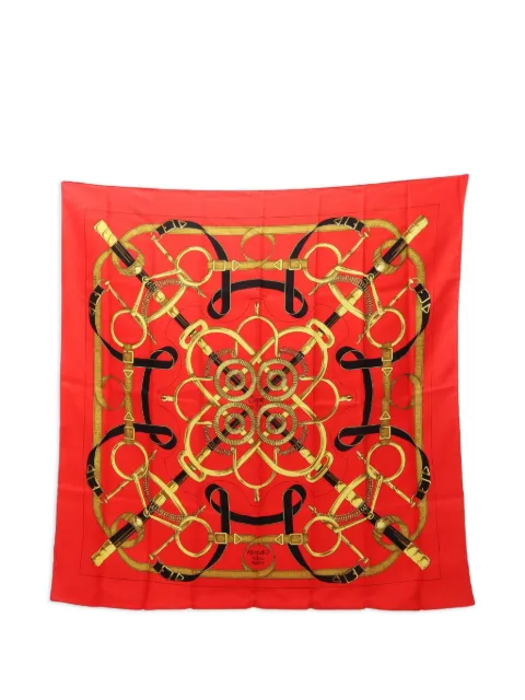 Hermès Pre-Owned 2010s Eperon D'or silk scarf Red 1068404