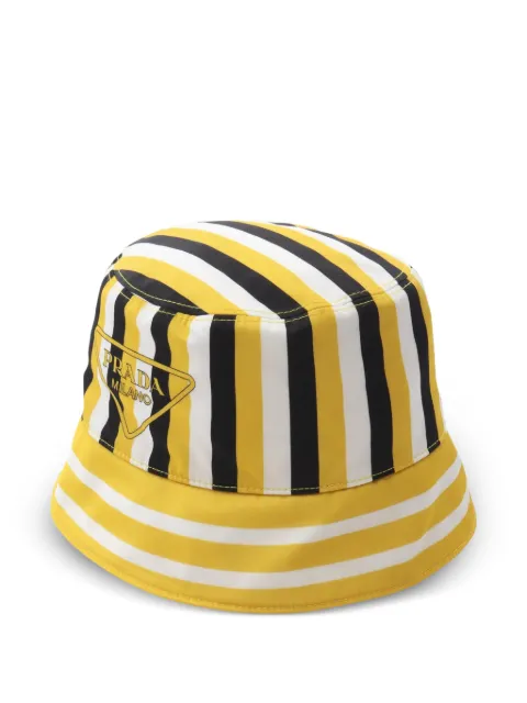 Prada Pre-Owned 2010s Re-Nylon striped bucket hat Yellow 1068462