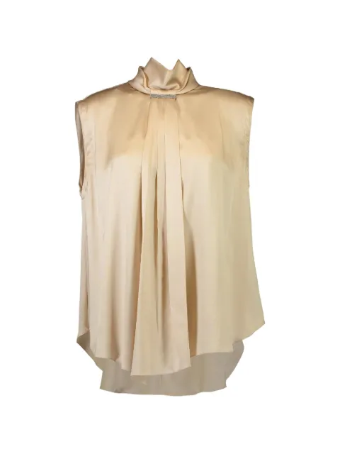 Brunello Cucinelli Monili-embellished pleated blouse Brown MPC59B1G14C9643