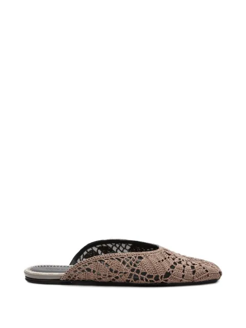 Magda Butrym crochet-knit floral flat mules Brown 506526
