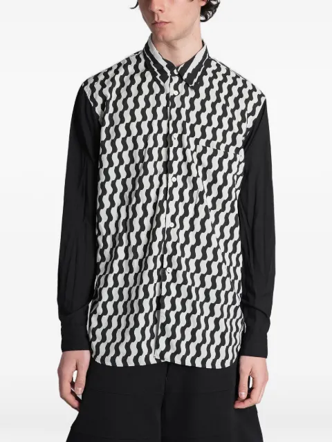Comme des Garçons Homme Plus wave-print panelled shirt Black PQB028