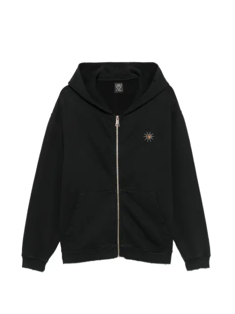Htc Los Angeles embellished zip-up hoodie Black 26SNCMG008