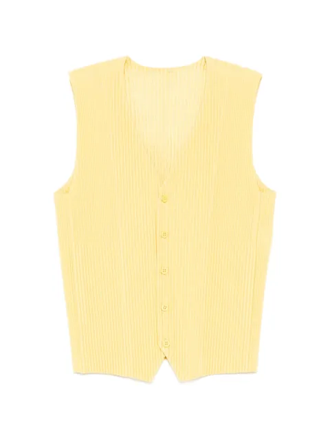 Homme Plissé Issey Miyake pleated vest Yellow HP66JE157