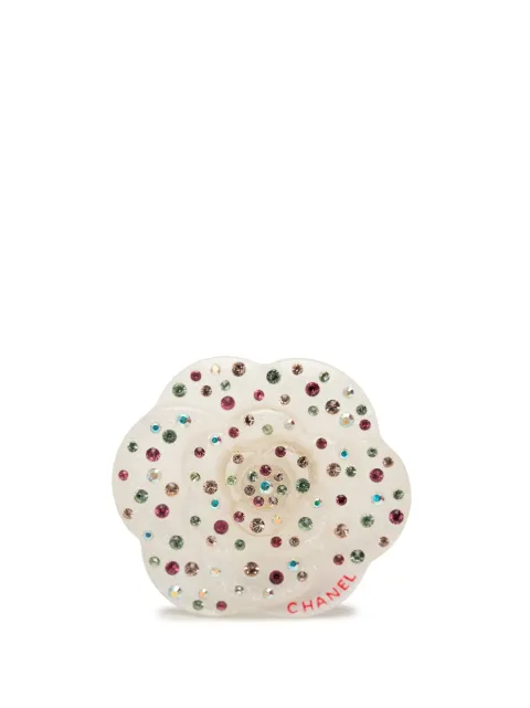 CHANEL Pre-Owned 2000-2026 CC Resin and Crystal Camellia Brooch costume brooch White C9GVQS5V61JW6IYV