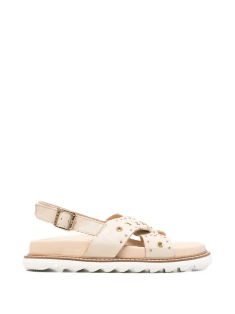 SERGIO MORETTI FIRENZE eyelet-embellished studded sandals Neutrals 60156241