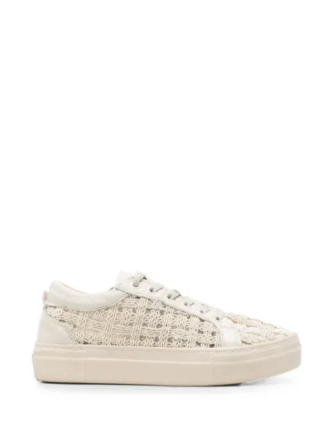 SERGIO MORETTI FIRENZE woven-panel leather sneakers Neutrals 60155756