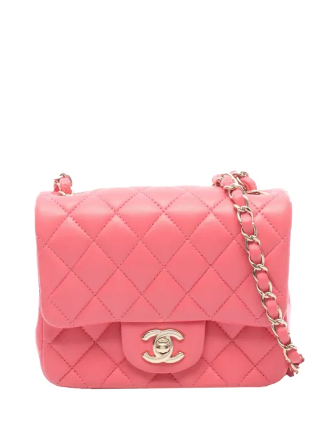 CHANEL Pre-Owned 2020 Mini Square Classic Lambskin Single Flap crossbody bag Pink RSFICQBMIIXJ9VSH