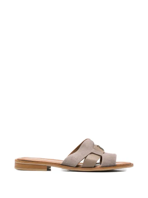 SERGIO MORETTI FIRENZE cut-out logo-plaque sandals Neutrals R657825102