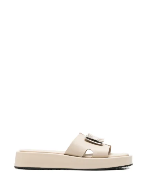 SERGIO MORETTI FIRENZE logo-plaque platform slippers Neutrals R657825100