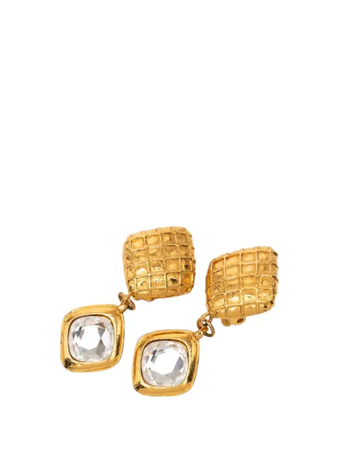 CHANEL Pre-Owned 1950-1970 Gold Plated Quilted Diamond Shape Strass Drop Clip On Earrings costume earrings Gold 5KY3CV9VEFYHVV0I
