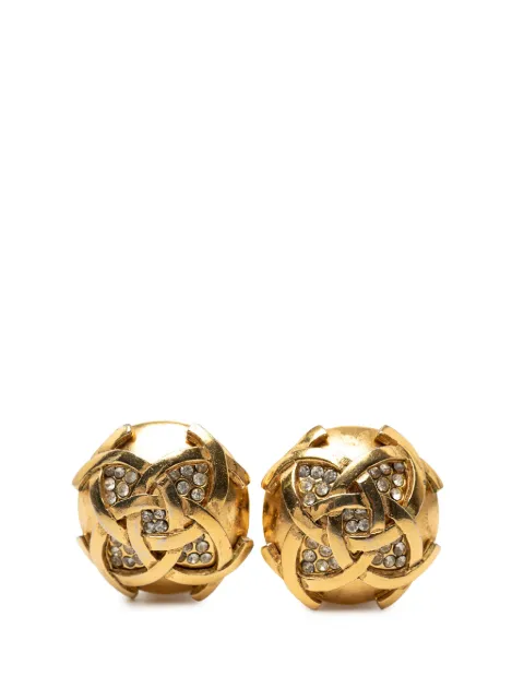 CHANEL Pre-Owned 1980-1990 CC Gold Plated Round Strass Clip On Earrings costume earrings Gold 5URIS9NV3WUXZHT2