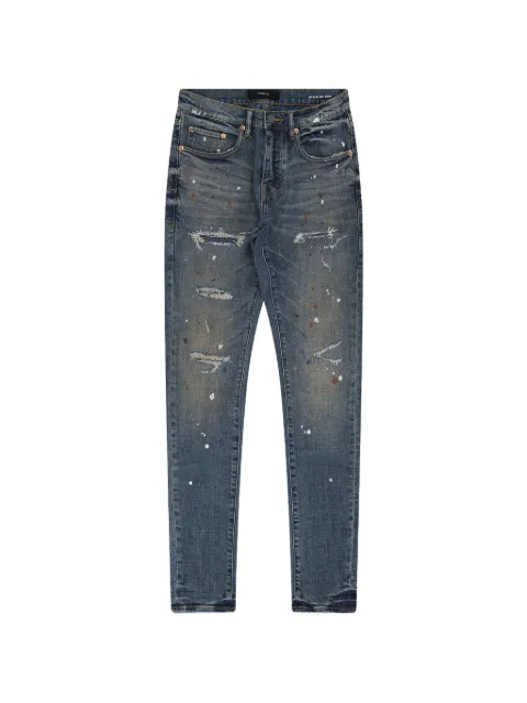 Purple Brand paint-splatter distressed jeans Blue PRPMJNS0026