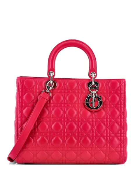 Christian Dior Pre-Owned Lady Dior Bag Cannage Quilt Lambskin Large tote bag Pink IEEPZVZB28EZ3ID0