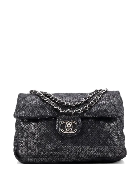 CHANEL Pre-Owned Hidden Sequins Flap Bag Sequins Jumbo shoulder bag Black N8TDQZKWCKNDFY9B