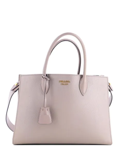 Prada Pre-Owned Side Pleat Saffiano Leather Large tote bag Grey EEJX5YZA92TQNS6E
