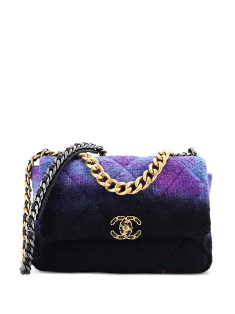 CHANEL Pre-Owned 19 Flap Bag Quilted Degrade Wool Medium shoulder bag Multicolour 983Q8IM3WT2QMO7W