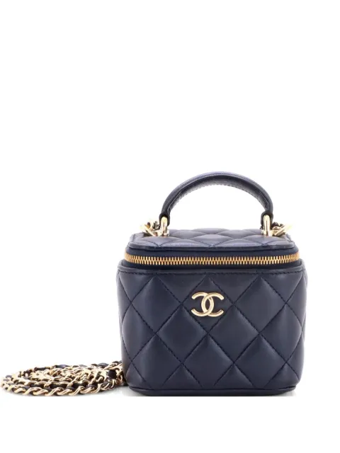 CHANEL Pre-Owned Classic Top Handle Vanity Case with Chain Quilted Lambskin Mini crossbody bag Blue 8N88VFBQXXSAIV3T