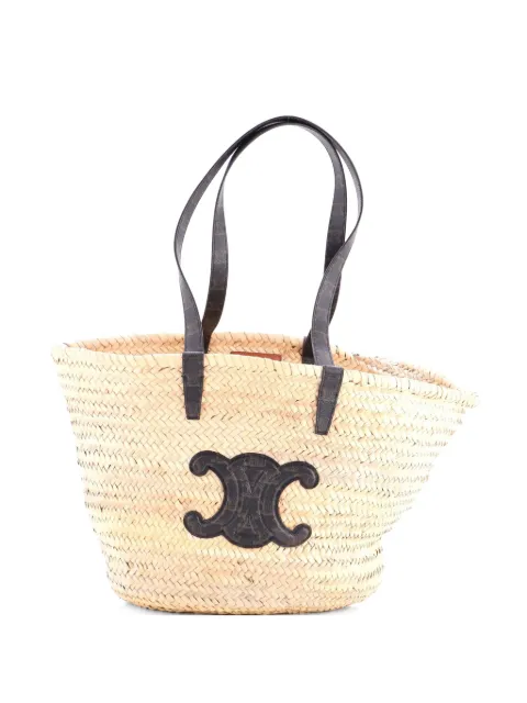 Celine Pre-Owned Triomphe Basket Raffia with Leather Large shoulder bag Brown EOUYV6GZ8AN1L2EN