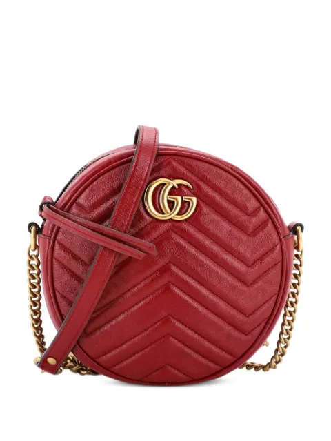 Gucci Pre-Owned GG Marmont Round Shoulder Bag Matelasse Leather Mini crossbody bag Red YK6V83MA8TCF3NX4
