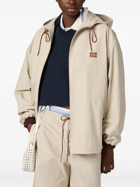 Miu Miu single-breasted panama cotton caban jacket Neutrals MQ0002SOOO12NS