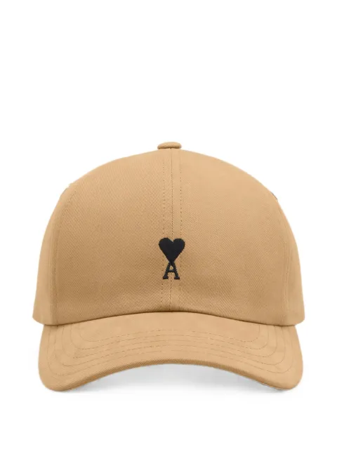 AMI Paris beige cotton cap with Ami de coeur Neutrals H26UCP265AW0041