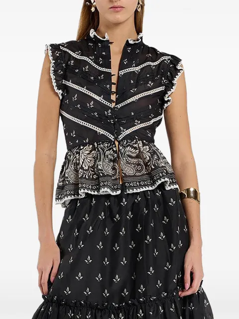 Christy Lynn Artie floral-print top Black CLB295F91