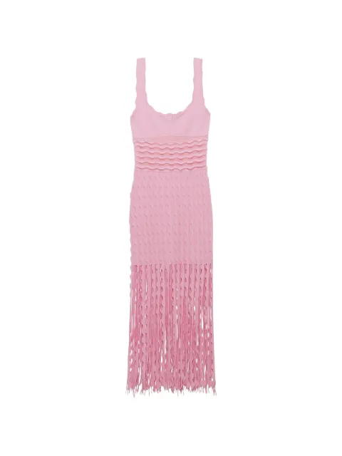 SIMKHAI Brionne fringed-hem dress midi Pink 3261037K