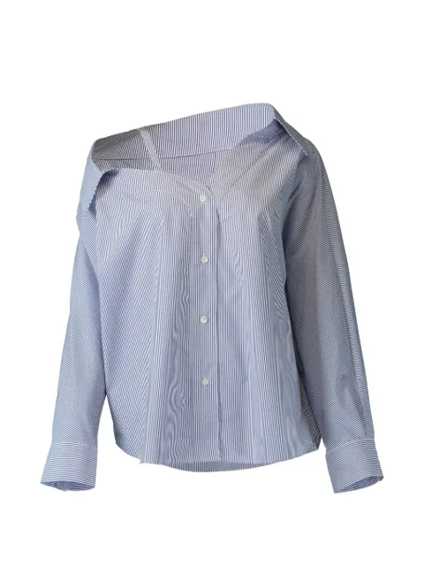 Christy Lynn Dasha striped off-shoulder shirt Blue CLB73N26