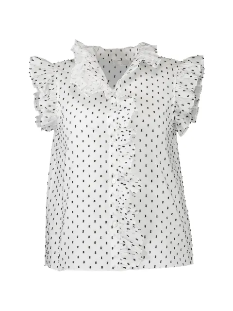 Christy Lynn Marfa ruffled polka-dot blouse White CLB60N24